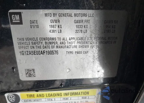 2010 Chevrolet Malibu Ls from USA, damaged, VIN 1G1ZA5E00AF190576